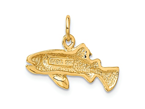 14k Yellow Gold Textured Fish Pendant