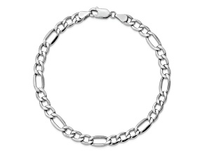 Rhodium Over 14k White Gold 5.75mm Figaro Link Bracelet, 7 Inches