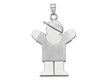 Picture of Rhodium Over 14k White Gold Satin Large Boy with Hat on Right Charm