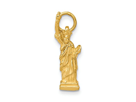 14k Yellow Gold Textured Statue Of Liberty Charm Pendant