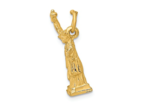14k Yellow Gold Textured Statue Of Liberty Charm Pendant