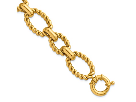 14K Yellow Gold Mixed Twisted Link 8-inch Bracelet