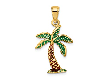 Picture of 14k Yellow Gold Enamel Palm Tree Charm