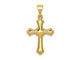 14K Yellow Gold Budded Cross Charm