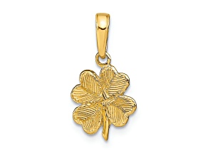 14K Yellow Gold Polished and Textured 4-Leaf Clover Pendant