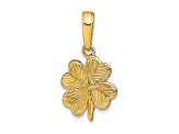 14K Yellow Gold Polished and Textured 4-Leaf Clover Pendant