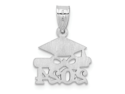 Rhodium Over 14K White Gold Graduation Cap and Diploma 2024 Charm