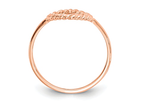 14K Rose Gold Polished and Textured Heart Ring