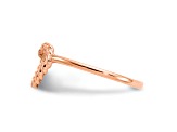 14K Rose Gold Polished and Textured Heart Ring