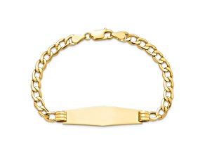 14k Yellow Gold Polished Soft Diamond Shape Cuban Link ID Bracelet