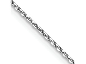 Rhodium Over 10k White Gold 0.9mm Solid Diamond-Cut Round Open Link Cable 20 Inch Chain