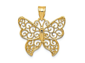 10K Yellow Gold Filigree Butterfly Pendant