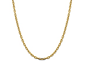 14K Yellow Gold 3.7mm Semi-solid Diamond-cut Open Link Cable Chain Necklace