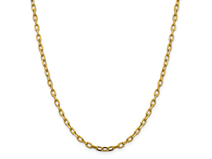 14K Yellow Gold 3.7mm Semi-solid Diamond-cut Open Link Cable Chain