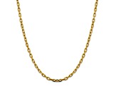 14K Yellow Gold 3.7mm Semi-solid Diamond-cut Open Link Cable Chain Necklace