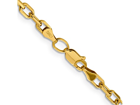 14K Yellow Gold 3.7mm Semi-solid Diamond-cut Open Link Cable Chain Necklace