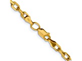 14K Yellow Gold 3.7mm Semi-solid Diamond-cut Open Link Cable Chain Necklace