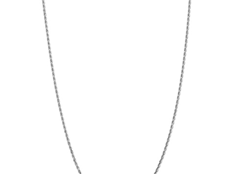 Rhodium Over 10k White Gold 2.25mm Solid Diamond-Cut Quadruple Rope 16 Inch Chain