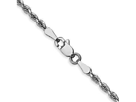 Rhodium Over 10k White Gold 2.25mm Solid Diamond-Cut Quadruple Rope 16 Inch Chain