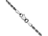 Rhodium Over 10k White Gold 2.25mm Solid Diamond-Cut Quadruple Rope 16 Inch Chain