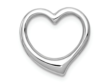 Picture of Rhodium Over 14k White Gold 3D Polished Heart Chain Slide Pendant
