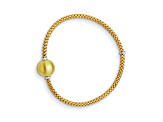 14K Yellow Gold with White Rhodium Satin Ball Stretch Bracelet