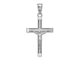 Rhodium Over 14K White Gold Polished and Textured Crucifix Charm