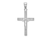 Rhodium Over 14K White Gold Polished and Textured Crucifix Charm