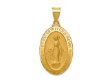 14K Yellow Gold Hollow Miraculous Medal Oval Pendant