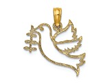 14k Yellow Gold Cut-Out Dove with Olive Branch Charm