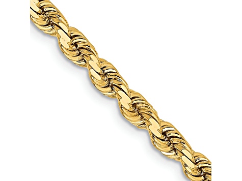 14k Yellow Gold 3.75mm Solid Diamond-Cut Rope 18 Inch Chain - 1F4GDB | JTV