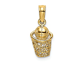 14k Yellow Gold Textured Basketball with Net Charm