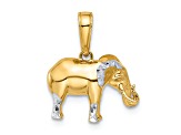 14k Two-tone Gold Diamond-Cut 3D Elephant Pendant