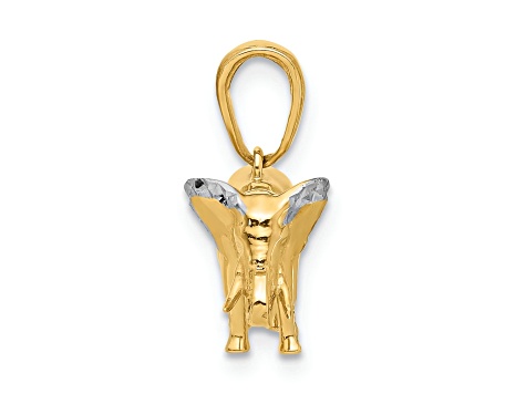 14k Two-tone Gold Diamond-Cut 3D Elephant Pendant