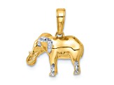 14k Two-tone Gold Diamond-Cut 3D Elephant Pendant