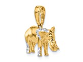 14k Two-tone Gold Diamond-Cut 3D Elephant Pendant