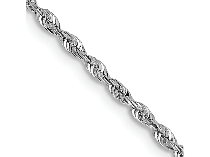 Rhodium Over 10k White Gold 1.85mm Solid Diamond-Cut Quadruple Rope 16 Inch Chain