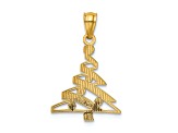 14K Yellow Gold with Rhodium Over 14K Gold Christmas Tree Pendant