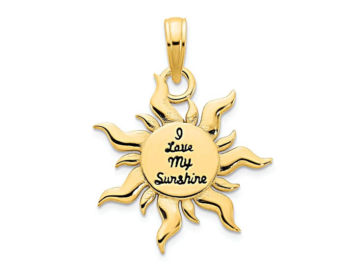 14k Yellow Gold Epoxy I Love My Sunshine Sun Pendant - 1F5G1A | JTV