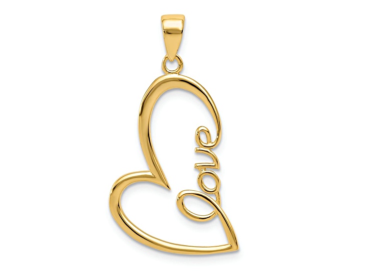 14k Yellow Gold Polished Love Heart Pendant