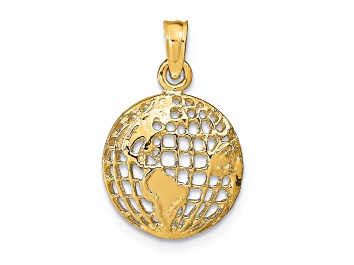 Picture of 14k Yellow Gold Polished and Textured Globe Pendant