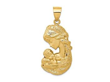 Picture of 14k Yellow Gold Solid Satin and Polished Mother Holding Child Charm