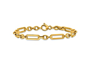 14K Yellow Gold Polished Fancy Paperclip Link Bracelet