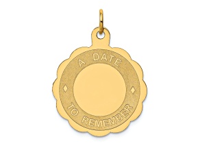 14k Yellow Gold Textured A Date To Remember Disc Charm