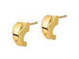 14k Yellow Gold Polished 9/16" J-Hoop Post Earrings