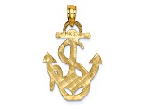 14k Yellow Gold Polished and Textured Anchor and Rope Charm