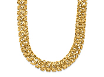Picture of 14k Yellow Gold 9.5mm Polished Woven Link 20 Inch Chain