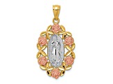 14K Yellow and Rose Gold with White Rhodium Guadalupe Pendant