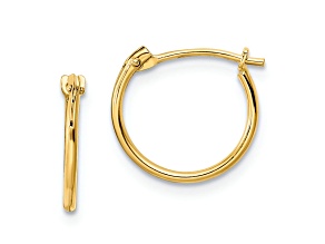 14K Yellow Gold Polished Hinged Hoop Earrings