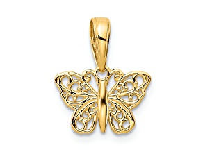 10K Yellow Gold Filigree Butterfly Charm